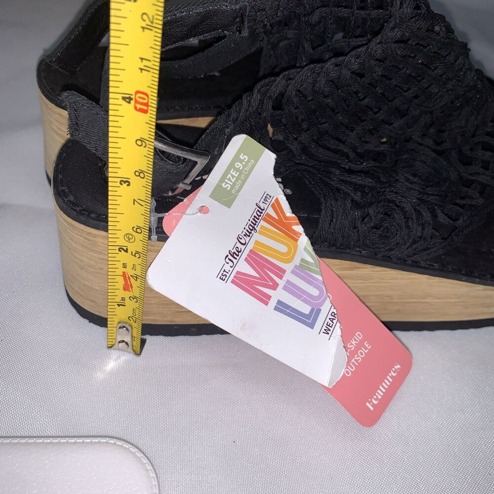Women’s MukLuks Lightweight Black Wedge Sandals Shoes Size  9.5 Non-skid Outsole - Picture 7 of 13